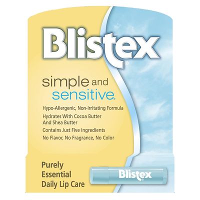 Blistex Simple & Sensitive Lip Balm, 0.15 Ounce Tube, Pack of 12 Hypo-Allergenic Unflavored Lip Balm, Gentle Lip Moisturizer for Dry Lips, Contains Shea & Cocoa Butter