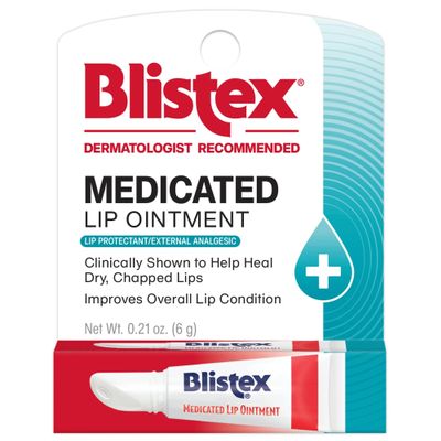 Blistex Medicated Lip Ointment, 0.21 Ounce Tube, Pack of 12 Relieves Cold Sores & Helps Heal Dry Chapped Lips, Pain Relief from Lip Sores & Blisters, Healing Ointment
