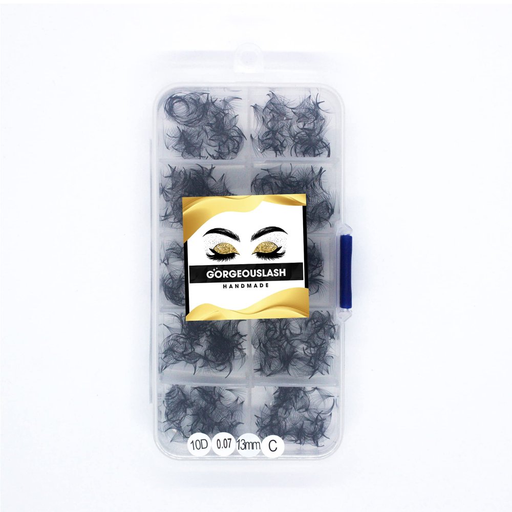 10D Lashes. 1000 Premade Volume Fans. Eyelash Extensions. Handmade! (10D 007 Curl D, 13mm)