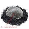 FACE MIRACLE Afro Toupee for Black Men 8"X10" Clear Poly Man Hair Piece Kinky Curly African American Male Hair Units Real Human Hair Mens Toupee Afro Wave (8mm afro wave, 1B# OFF BLACK) view 3