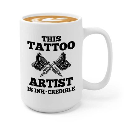 Bubble Hugs Tattoo Artist Coffee Mug 15oz White - Ink-Credible - Gifts for My Tattoo Artist Tattoos Tats Tattooing Skin Design Professional