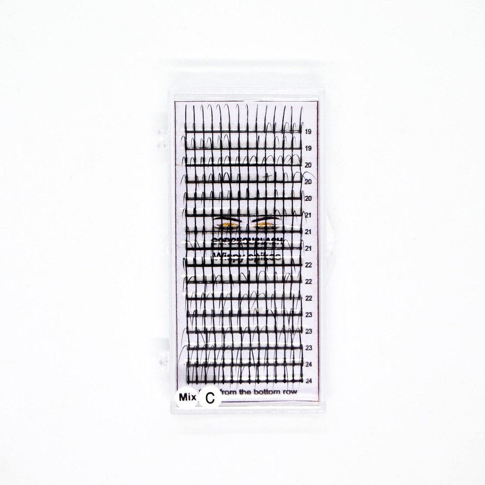 Single Spike Wispy Lashes. Mixed lengths,. Premade Eyelash Extensions. (C Curl, 14 to 19mm)