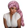 Satin Silk Bonnet Hair Cap: Long Bonnets with Elastic Tie Band Adjustable Straps Jumbo Size Sleep for Sleeping Comfortable - Stretchy Tie Band Bonnets for Women Long Braid Curly Hair No Slip-Off view 1