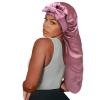 Satin Silk Bonnet Hair Cap: Long Bonnets with Elastic Tie Band Adjustable Straps Jumbo Size Sleep for Sleeping Comfortable - Stretchy Tie Band Bonnets for Women Long Braid Curly Hair No Slip-Off view 2