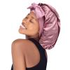 Satin Silk Bonnet Hair Cap: Long Bonnets with Elastic Tie Band Adjustable Straps Jumbo Size Sleep for Sleeping Comfortable - Stretchy Tie Band Bonnets for Women Long Braid Curly Hair No Slip-Off view 3