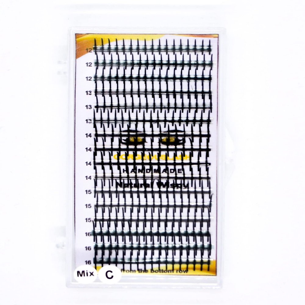 Single Spike Wispy Lashes. Mixed lengths,. Premade Eyelash Extensions. (C Curl, 12 to 16mm)