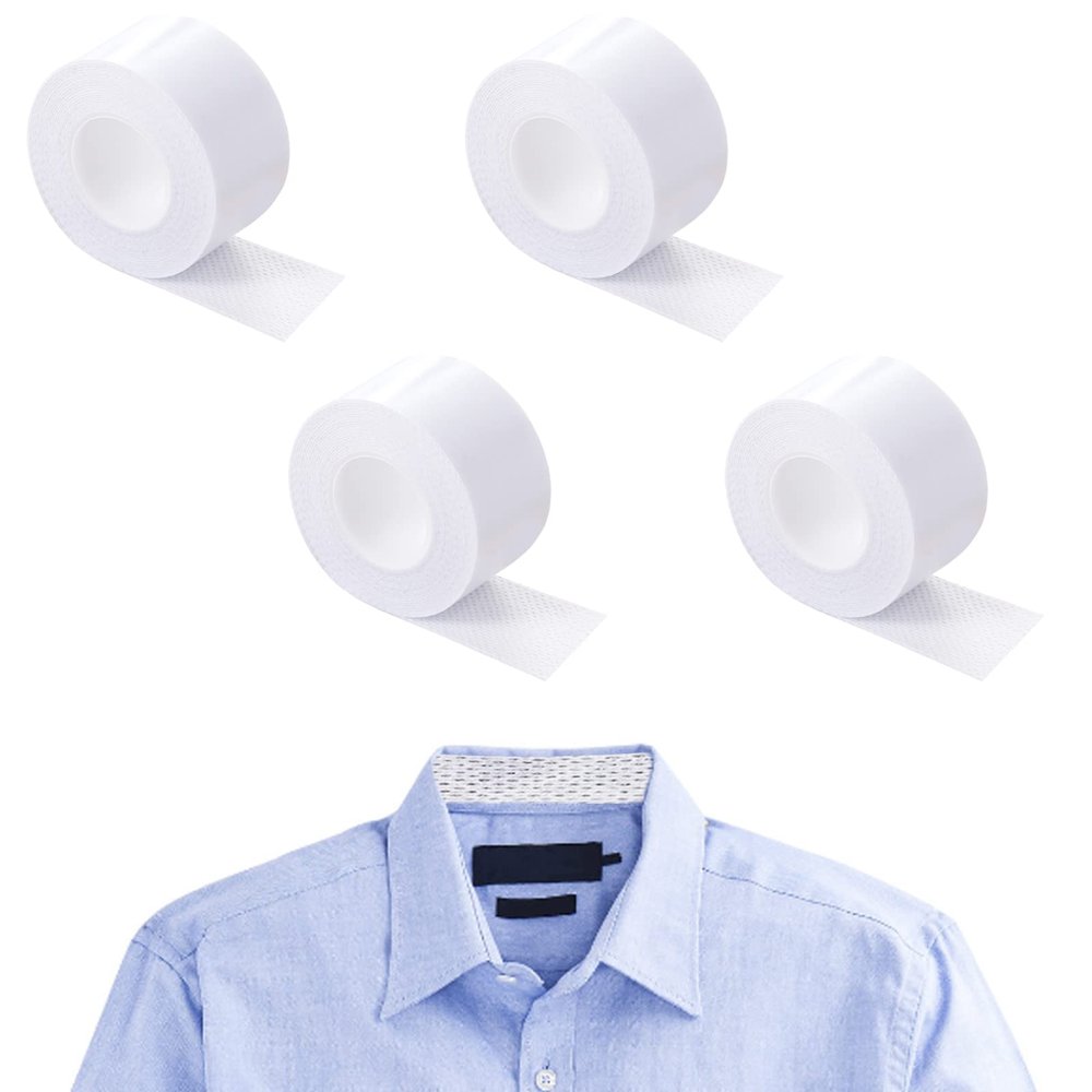 4 Roll Disposable Collar Protector Sweat Pads, Self-Adhesive Neck Liner Pads Comfortable Shirt Collar Protector Sweat Pads Collar Protector Hat Sweat Liner Against Sweat Stains