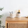 Mkono Macrame Makeup Brush Holder Organizer Comb Brushes Mini Storage Basket Set of 2 Boho Decor Baskets for Pen Pencil Box Container ,Ivory view 3