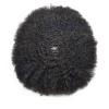 Afro Curly Toupee for Black Men Full Poly African American Curl Human Hair Systems Injected PU Coily Male Hairpiece PU Hair Units 6mm Wavy- 1# Jet Black view 2