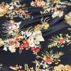 100cm*148cm Black Vintage Flowers Print Satin Fabric Soft Polyester Charmeuse Lining Cloth Scarf Pajamas Fabric Hairband Headwear Material (Color 10) view 1