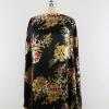 100cm*148cm Black Vintage Flowers Print Satin Fabric Soft Polyester Charmeuse Lining Cloth Scarf Pajamas Fabric Hairband Headwear Material (Color 10) view 2