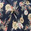 100cm*148cm Black Vintage Flowers Print Satin Fabric Soft Polyester Charmeuse Lining Cloth Scarf Pajamas Fabric Hairband Headwear Material (Color 10) view 3