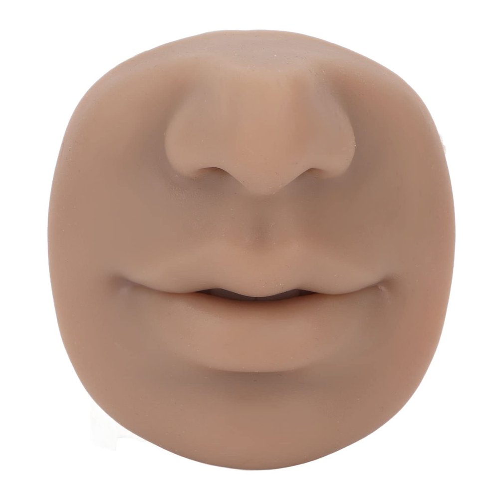 Silicone Piercing Model, Piercing Face Model with Mouth Flexible for Salon Teaching Practicing Piercings Tools Soft Imitation Nose Model Reusable Nose Displays Piercing Nose (Dark