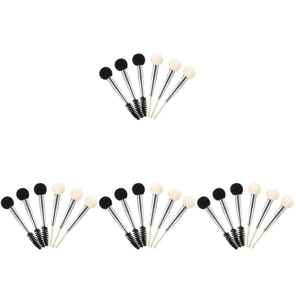 FRCOLOR 24pcs Double-headed Makeup Brush Sponge Applicator and Eyelash Brush for Eyebrow Shaping and Eyelash Styling Includes and Sleek Tubing