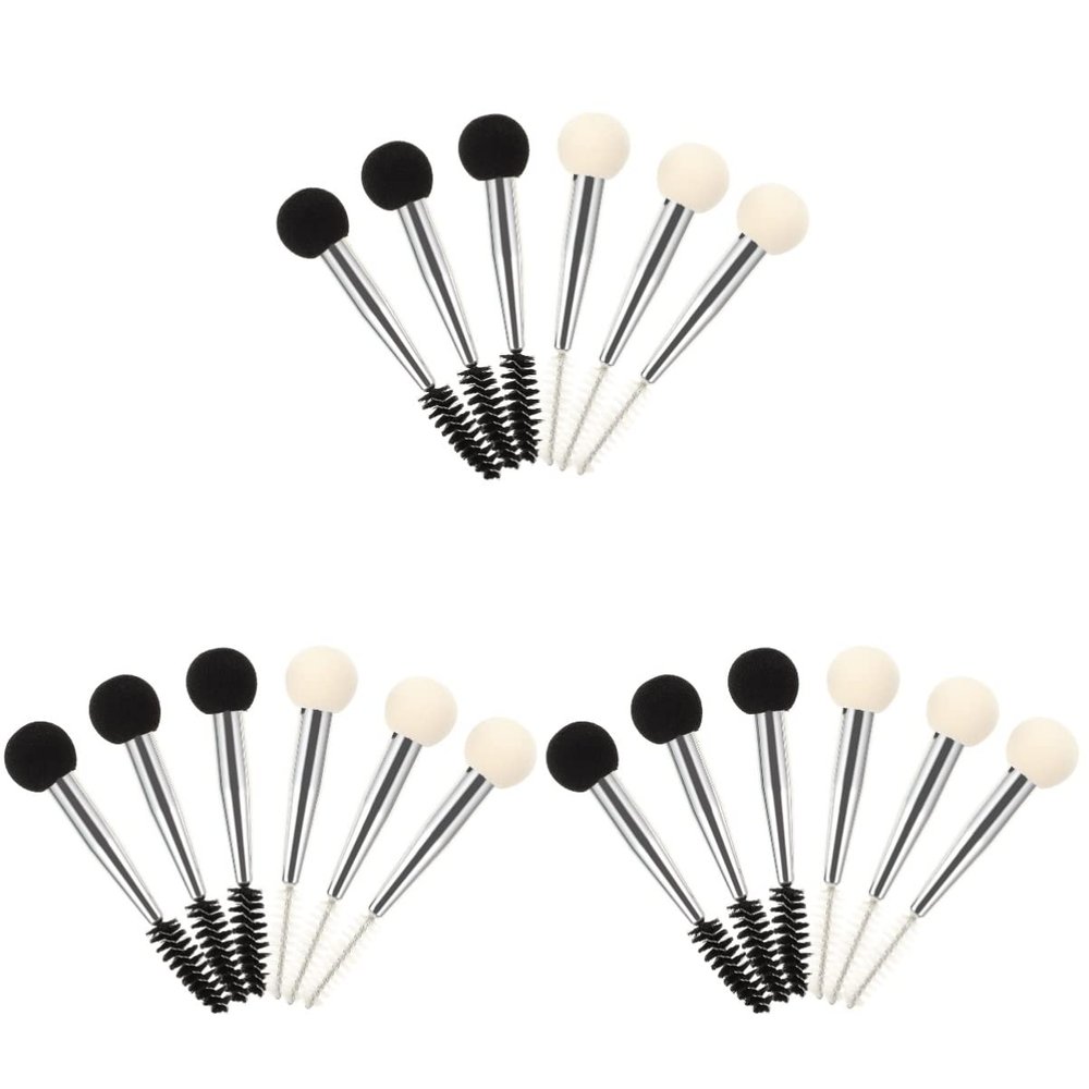 FRCOLOR 18pcs Double-headed Makeup Sponge Brush for Eyebrows and Applicator for Liquid and Powder Cosmetics for Daily Use and Gifting Special Occasions