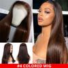 13x4 Brown Lace Front Wig Straight HD Transparent Lace Front Human Hair Wigs for Women Pre Plucked Brazilian Remy Hair With Baby Hair Bleached Knots for Women Glueless Wig 150% Density 22 Inch view 3