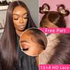 13x4 Brown Lace Front Wig Straight HD Transparent Lace Front Human Hair Wigs for Women Pre Plucked Brazilian Remy Hair With Baby Hair Bleached Knots for Women Glueless Wig 150% Density 20 Inch view 2