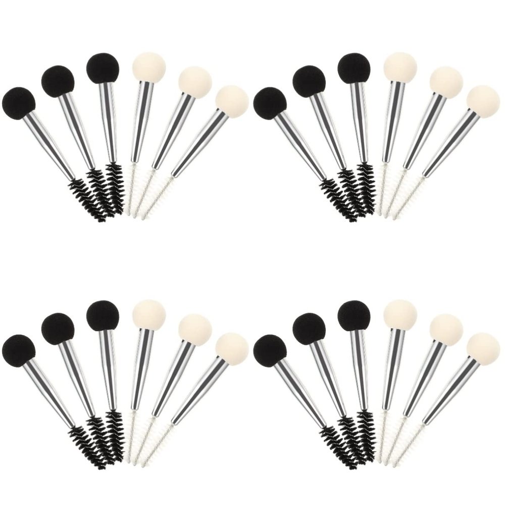 minkissy 24pcs Makeup Sponge Eyebrow Brush Double-ended Makeup Applicators for Mascara Concealer Foundation