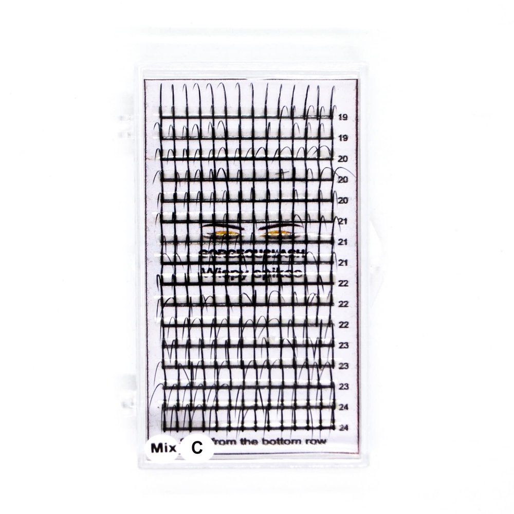 Single Spike Wispy Lashes. Mixed lengths,. Premade Eyelash Extensions. (C Curl, 19 to 24mm)