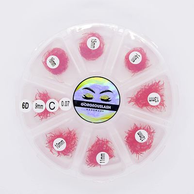 6D Color Lashes, 1000 Premade Volume Fans, Eyelash Extension. Handmade! (C Curl, Red)