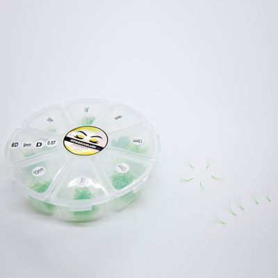 6D Color Lashes, 1000 Premade Volume Fans, Eyelash Extension. Handmade! (D Curl, Green)