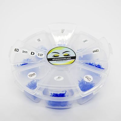6D Color Lashes, 1000 Premade Volume Fans, Eyelash Extension. Handmade! (D Curl, Blue)
