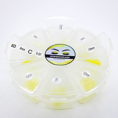 6D Color Lashes, 1000 Premade Volume Fans, Eyelash Extension. Handmade! (C Curl, Yellow)
