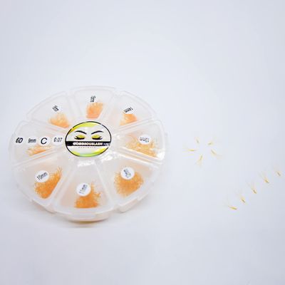 6D Color Lashes, 1000 Premade Volume Fans, Eyelash Extension. Handmade! (C Curl, Orange)