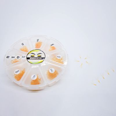 6D Color Lashes, 1000 Premade Volume Fans, Eyelash Extension. Handmade! (D Curl, Orange)