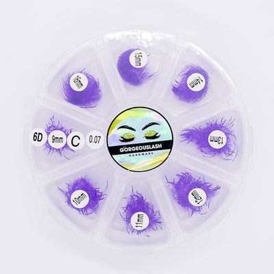 6D Color Lashes, 1000 Premade Volume Fans, Eyelash Extension. Handmade! (C Curl, Violet)