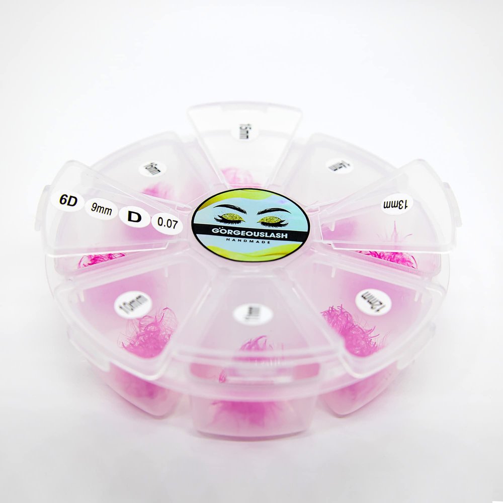 6D Color Lashes, 1000 Premade Volume Fans, Eyelash Extension. Handmade! (D Curl, Pink)