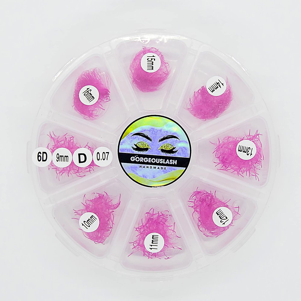 6D Color Lashes, 1000 Premade Volume Fans, Eyelash Extension. Handmade! (C Curl, Pink)