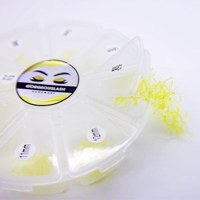 6D Color Lashes, 1000 Premade Volume Fans, Eyelash Extension. Handmade! (D Curl, Yellow)