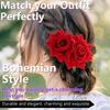 AKOAK 1 Pack Double Rose Hair Comb, Bride Hair Comb Women's Wedding Hair Accessories Bride Flamenco Dancer Hairstyle Girl Halloween Cosplay Party(Red) view 4