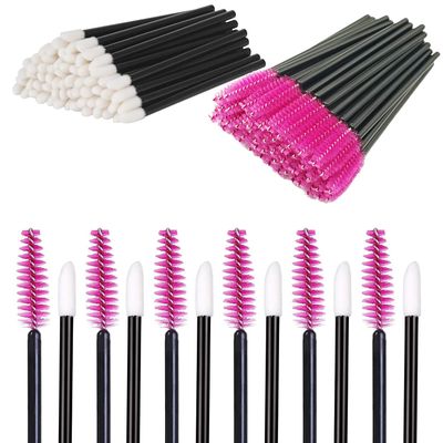 Disposable Lip Wands and Mascara Wands, 100pcs each package total 200pcs Lip Applicators Mascara Makeup Applicator Lip gloss Tool Makeup Make Up Lip Brush Mascara Brush Lipstick Tester Wands Eyelash Brushes