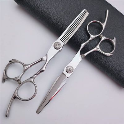 Professional Hair Cutting Shears, 6 Inch Professional Japan 440c Steel Silver Hair Scissors Cutting Barber Haircut Thinning Shears Hairdresser Scissors set (Size : Set)