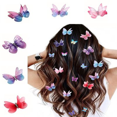 BBRATS 6 Pcs Butterfly Hair Clips Glitter ,Hair Claw Clips , Acrylic Resin Alligator Hair Clip For Women Hair Accessories (BUTTERFLY PATTERN -1)