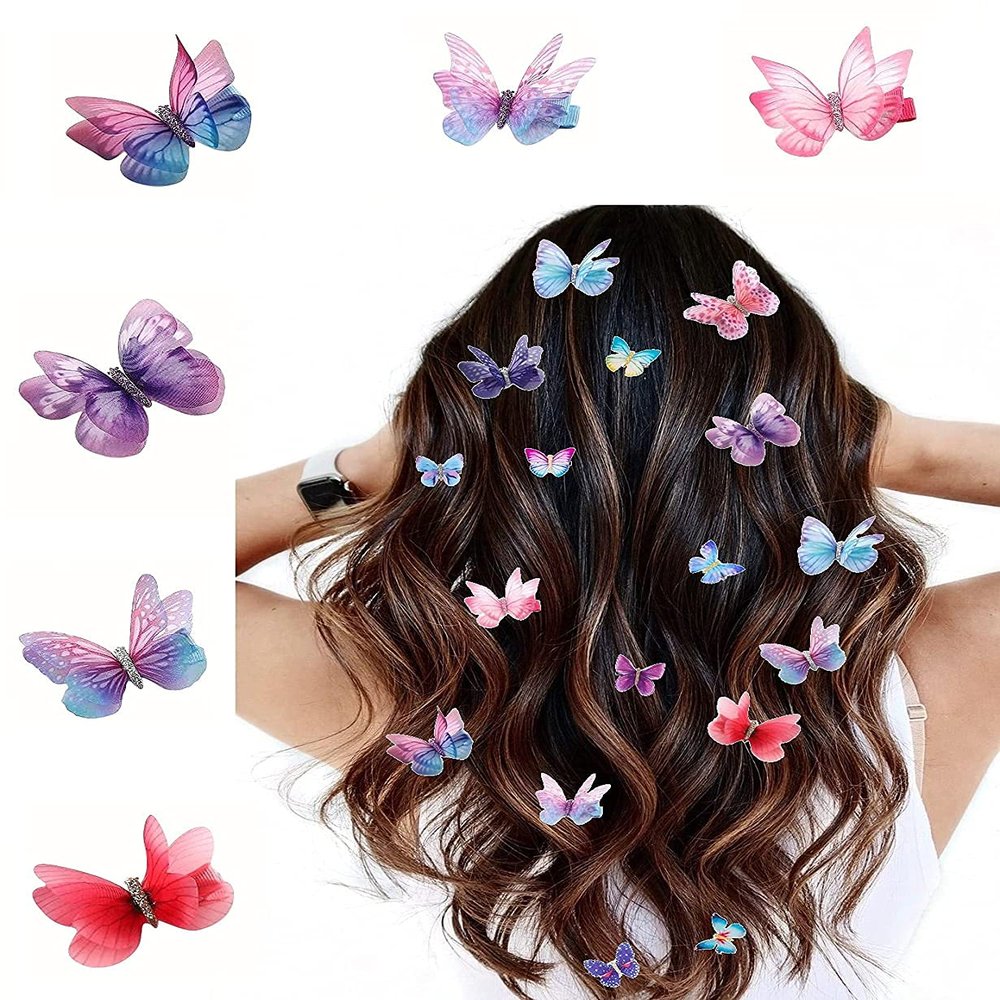 BBRATS 6 Pcs Butterfly Hair Clips Glitter ,Hair Claw Clips , Acrylic Resin Alligator Hair Clip For Women Hair Accessories (BUTTERFLY PATTERN -1)