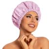Reusable Shower Cap for Women, Large Waterproof Shower Essentials Bonnet Washable Elastic Band Bath Hair Wrap Hat for Long Hair, Braids(Purple) view 1