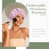 Reusable Shower Cap for Women, Large Waterproof Shower Essentials Bonnet Washable Elastic Band Bath Hair Wrap Hat for Long Hair, Braids(Purple) view 2