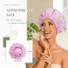 Reusable Shower Cap for Women, Large Waterproof Shower Essentials Bonnet Washable Elastic Band Bath Hair Wrap Hat for Long Hair, Braids(Purple) view 3