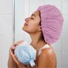 Reusable Shower Cap for Women, Large Waterproof Shower Essentials Bonnet Washable Elastic Band Bath Hair Wrap Hat for Long Hair, Braids(Purple) view 4