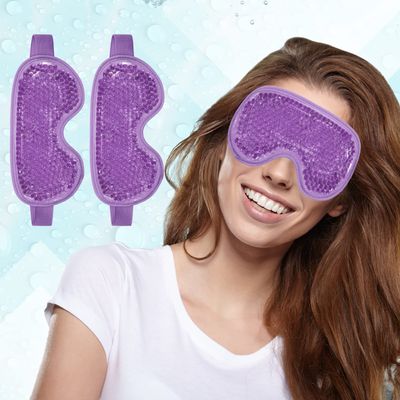 2 PCS Ice Eye Mask Reusable Hot Cold Therapy Gel Bead Eye Mask for Puffiness/Dark Circles/Eye Bags/Dry Eyes/Headaches/Migraines/Stress Relief,Cooling Eye Mask,Ice Pack for Eyes (Purple)