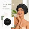 Reusable Shower Cap for Women, Large Waterproof Shower Bonnet Washable Elastic Band Bath Accessories Hair Hat for Long Hair, Braids(Black) view 3