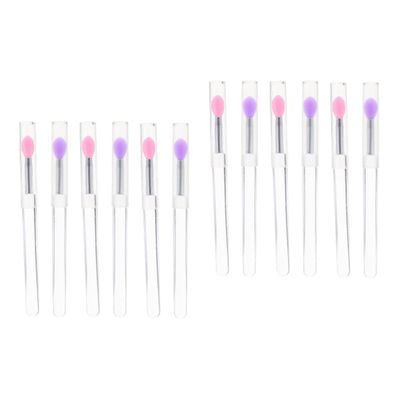 minkissy 12pcs Silicone Lip Brushes Lids Silicone Lip Mask Applicator and Eyeshadow Stick Makeup Tool for Gloss Application for Daily Use