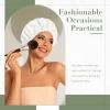 Reusable Shower Cap for Women, Large Waterproof Shower Essentials Bonnet Washable Elastic Band Bath Hair Wrap Hat for Long Hair, Braids(White) view 2
