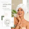 Reusable Shower Cap for Women, Large Waterproof Shower Essentials Bonnet Washable Elastic Band Bath Hair Wrap Hat for Long Hair, Braids(White) view 3