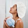 Reusable Shower Cap for Women, Large Waterproof Shower Essentials Bonnet Washable Elastic Band Bath Hair Wrap Hat for Long Hair, Braids(White) view 4