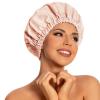 Reusable Shower Cap for Women, Large Waterproof Shower Bonnet Washable Elastic Band Bath Accessories Hair Hat for Long Hair, Braids(Beige) view 1