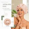 Reusable Shower Cap for Women, Large Waterproof Shower Bonnet Washable Elastic Band Bath Accessories Hair Hat for Long Hair, Braids(Beige) view 3